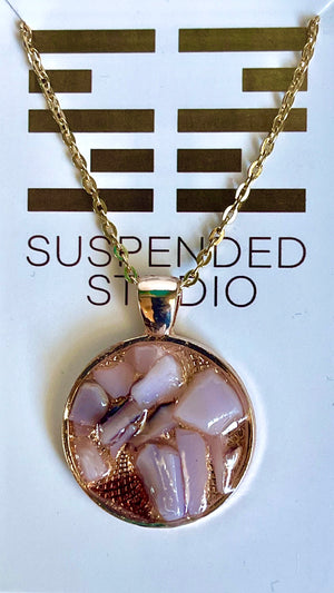 
            
                Cargar imagen en el visor de la galería, Purple and Rose Gold Recycled Glass Necklace
            
        