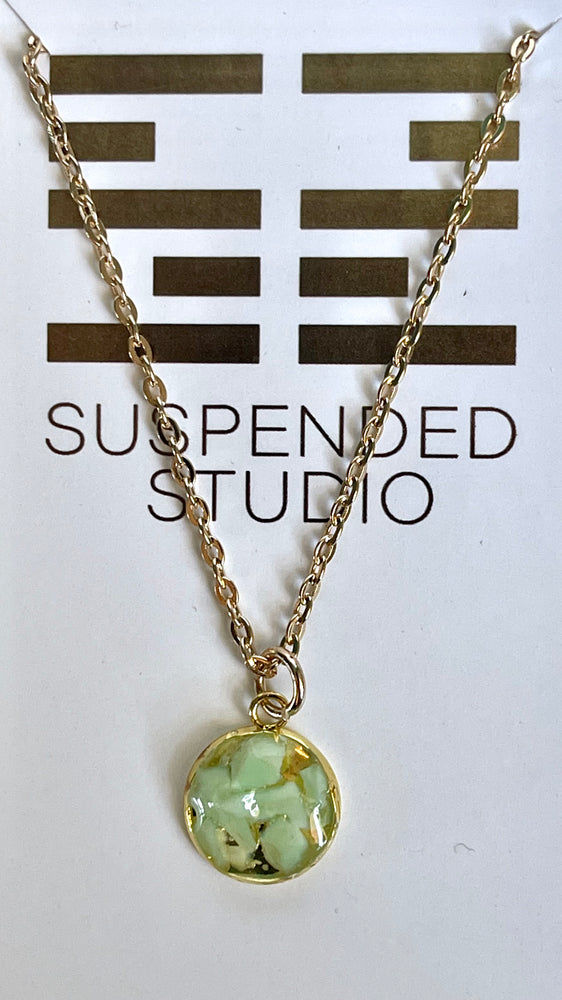 Mint and Gold Recycled Glass Necklace (Small)