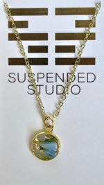 Blue and Gold Recycled Glass Necklace (Small)