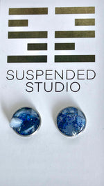 Blue and Silver Sparkly Recycled Glass Earrings