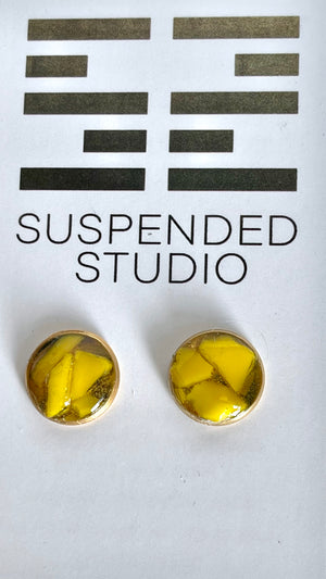 Yellow and Gold Recycled Glass Earrings