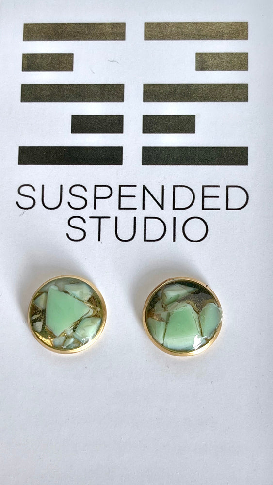 Mint and Gold Recycled Glass Earrings