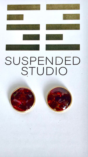 
            
                Cargar imagen en el visor de la galería, Red and Gold Recycled Glass Earrings
            
        