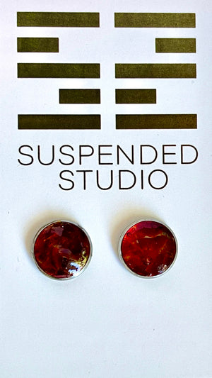 Red and Silver Recycled Glass Earrings