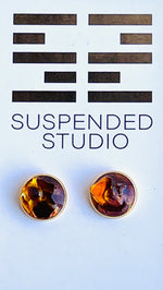Amber and Gold Recycled Glass Earrings