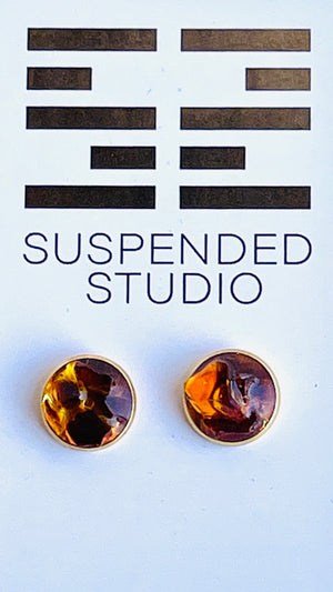 
            
                Load image into Gallery viewer, Amber and Gold Recycled Glass Earrings
            
        