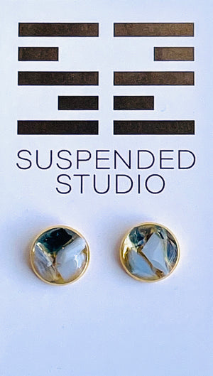 Blue and Gold Recycled Glass Earrings