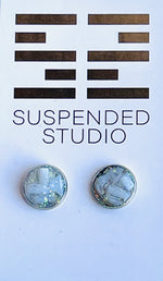 White and Silver Sparkly Recycled Glass Earrings