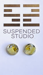 Mixed Yellow and Silver Recycled Glass Earrings