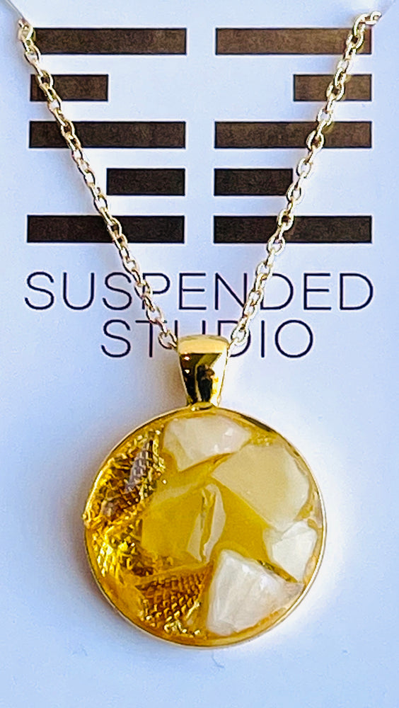 Mixed Yellow and Gold Recycled Glass Necklace