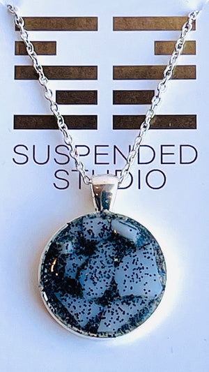 Black and White Sparkly Recycled Glass Necklace